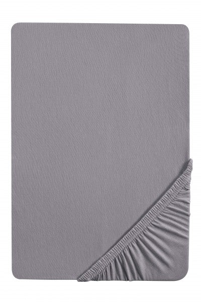 🛏️ biberna Jersey-Elastic Spannbetttuch 90×190–100×220 cm – Silber/Grau, Baumwolle - neu