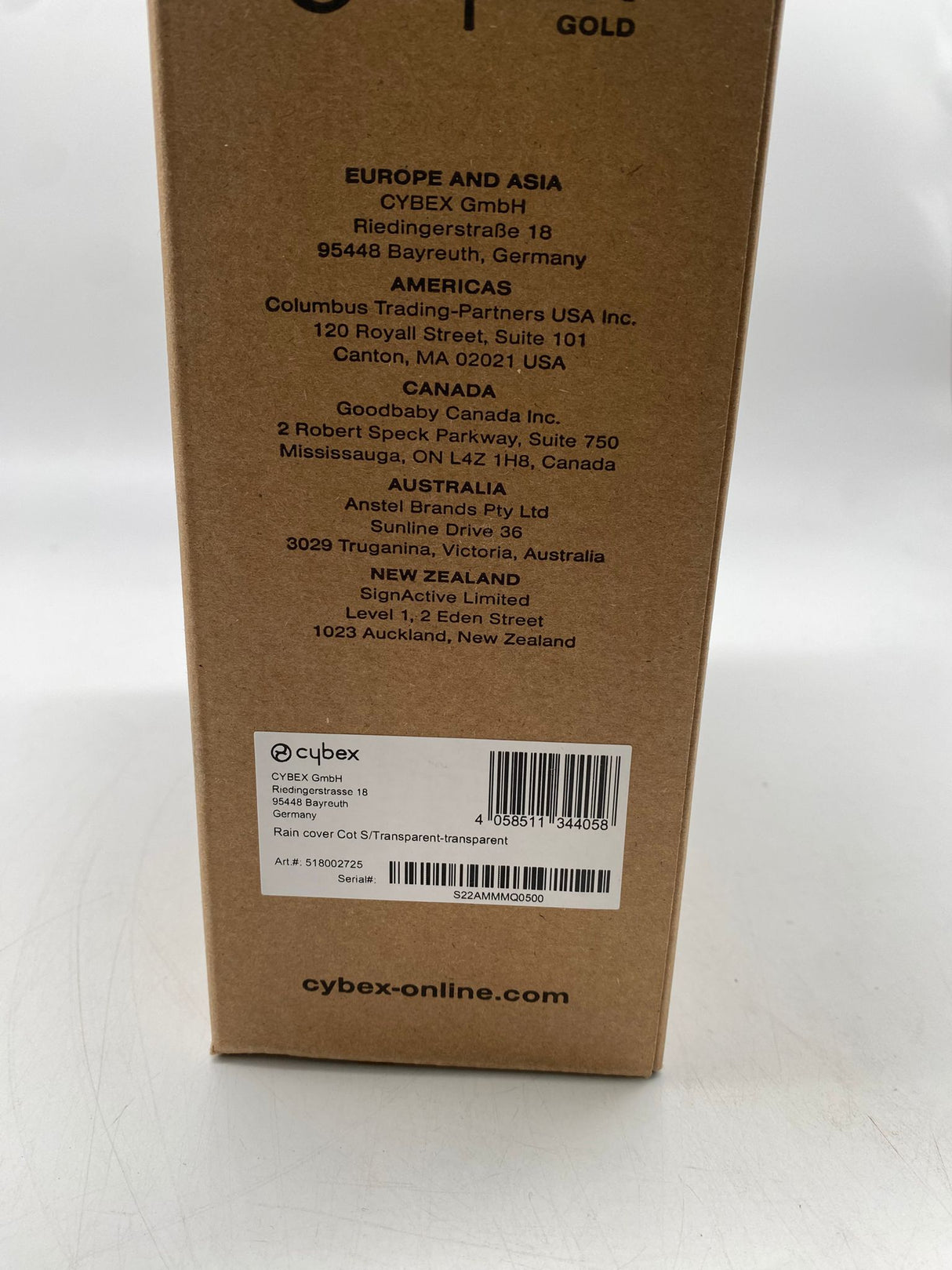 ☔ CYBEX Gold Regenverdeck Cot S – transparent - B-Ware
