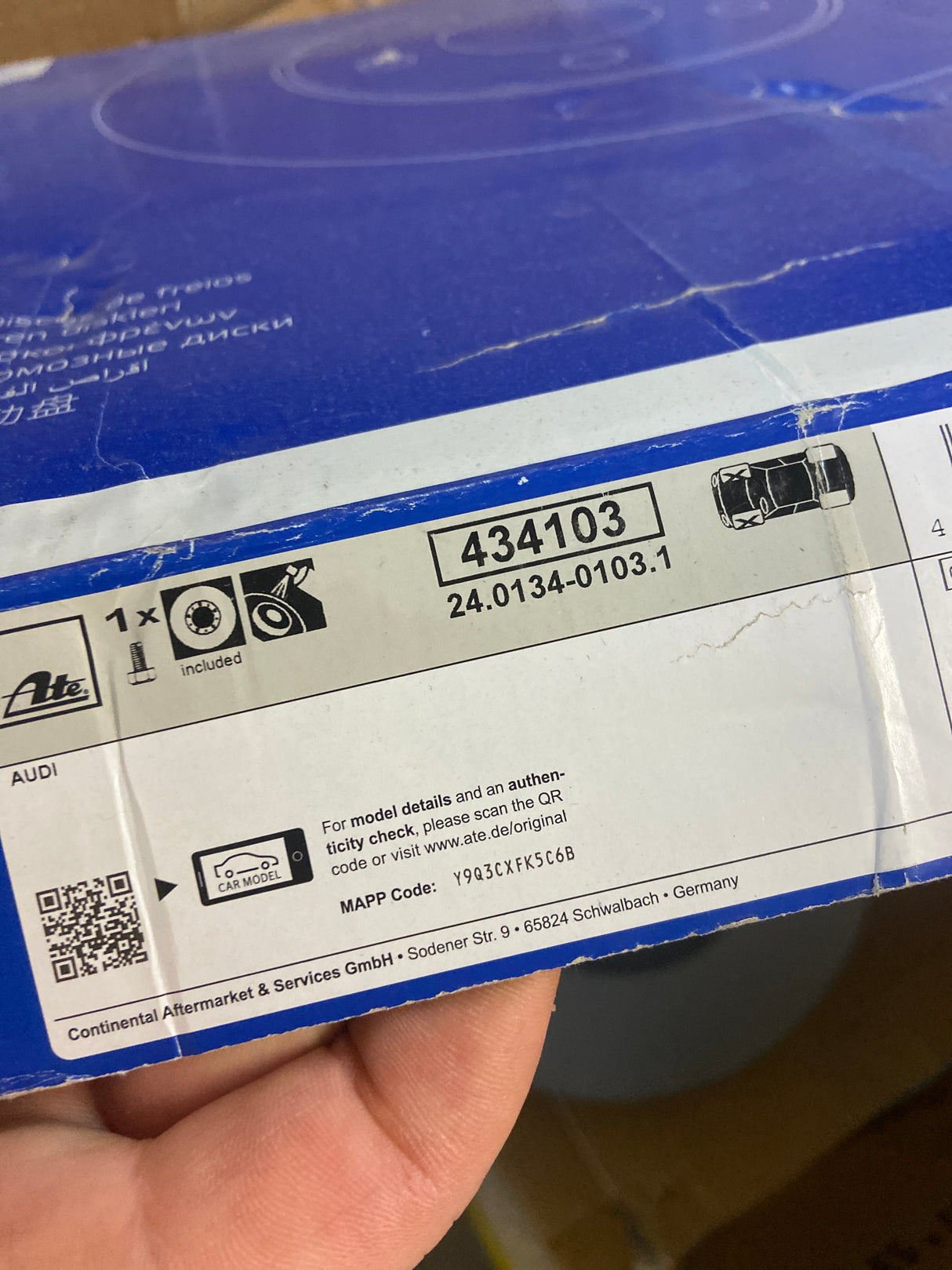 🚗 ATE Original Bremsscheibe hinten -24.0134-0103.1