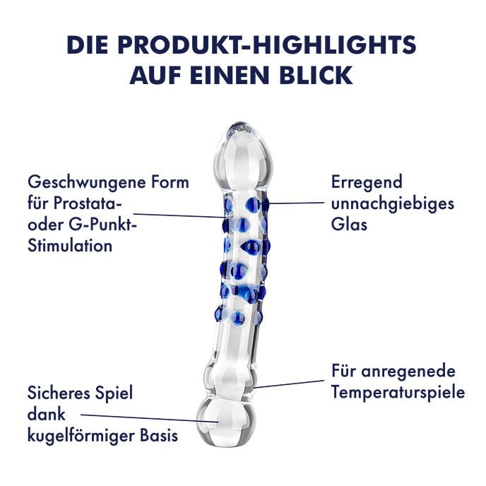 ❄️ Glasdildo mit Noppen – 19,5 cm