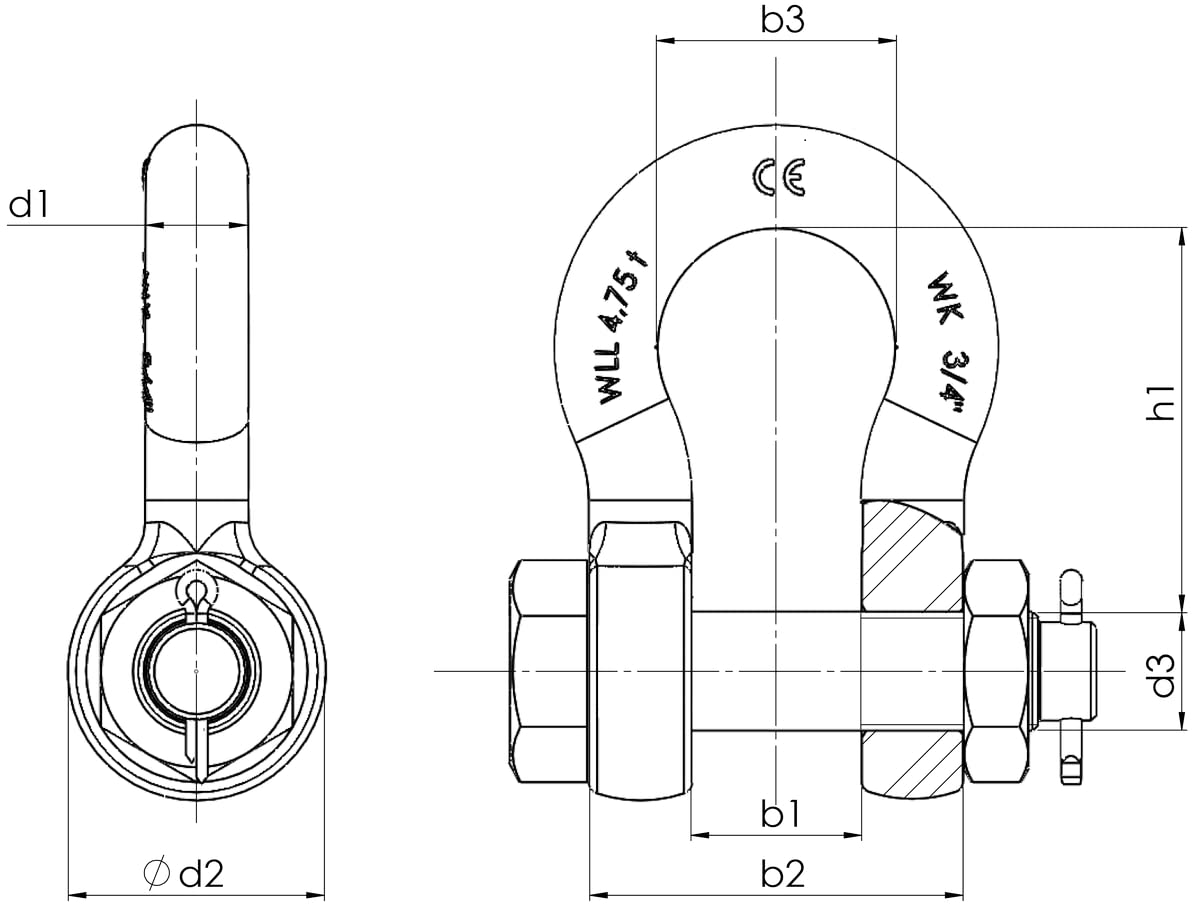 ⛓️ Baumgart Hochfester Schäkel 1,5 t mit Mutter & Splint