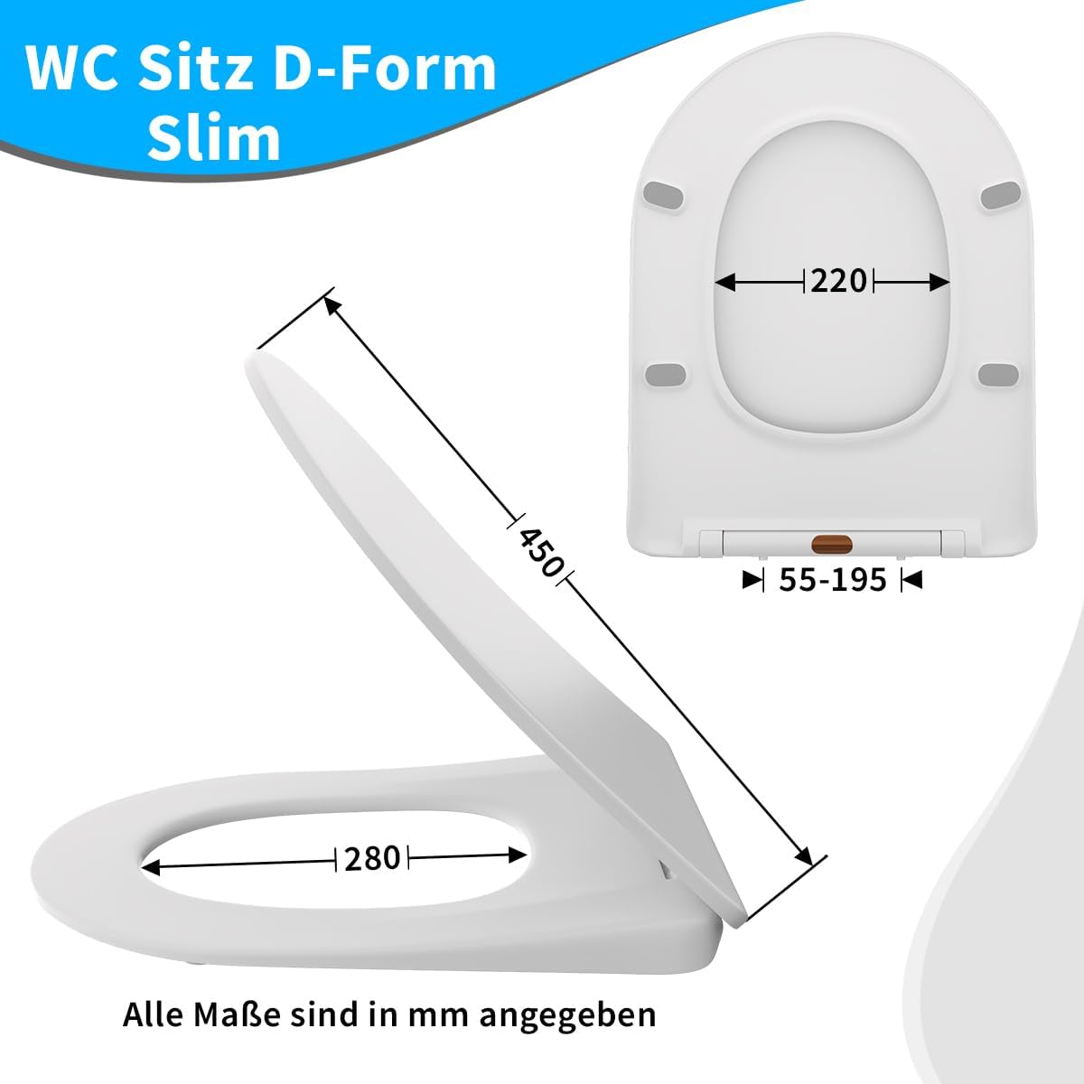 🚽 TOSANEO WC-Sitz D-Form Slim