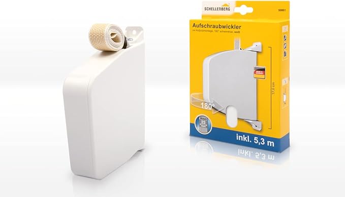 🌟 Schellenberg 50801 Aufschraubwickler Maxi 23mm – Schwenkbar, 5,3m Gurtband, Weiß (B-Ware)