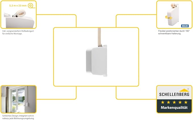 🌟 Schellenberg 50801 Aufschraubwickler Maxi 23mm – Schwenkbar, 5,3m Gurtband, Weiß (B-Ware)