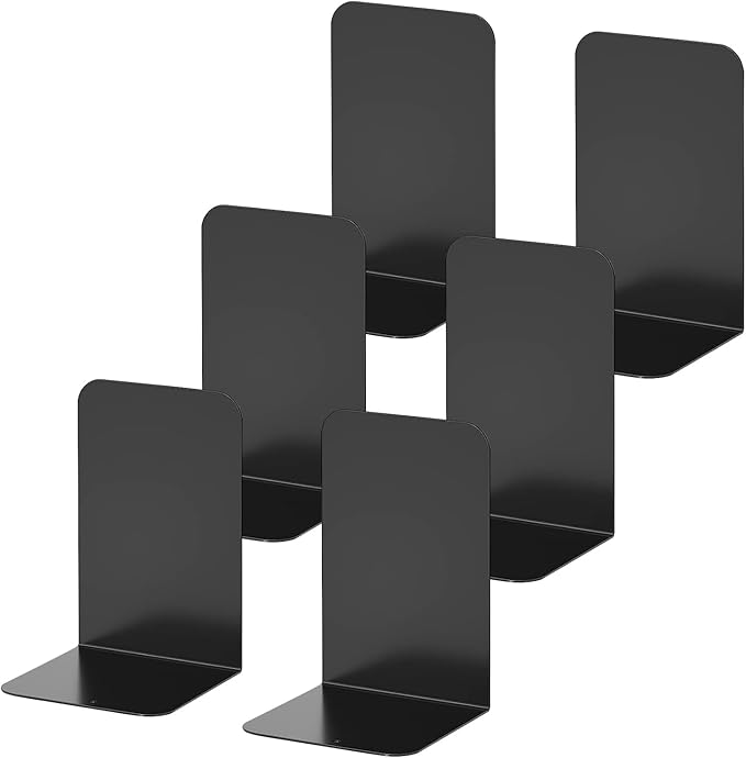 📚 Wintfarm Buchstützen 6er-Set – Metall, Schwarz - B-Ware