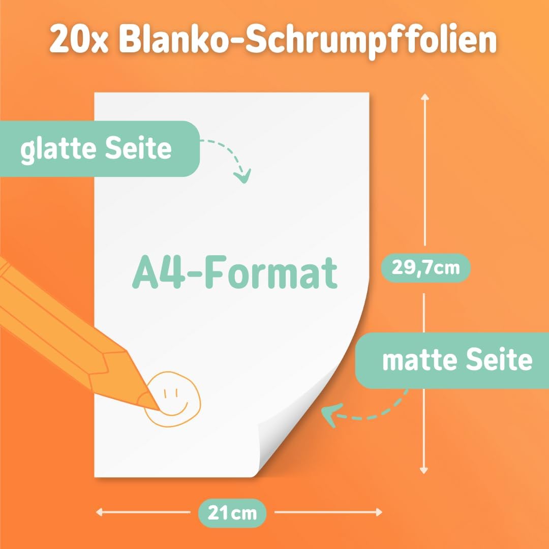 🎨 molinoRC Schrumpffolie – 20x A4 Bögen – matt transparent