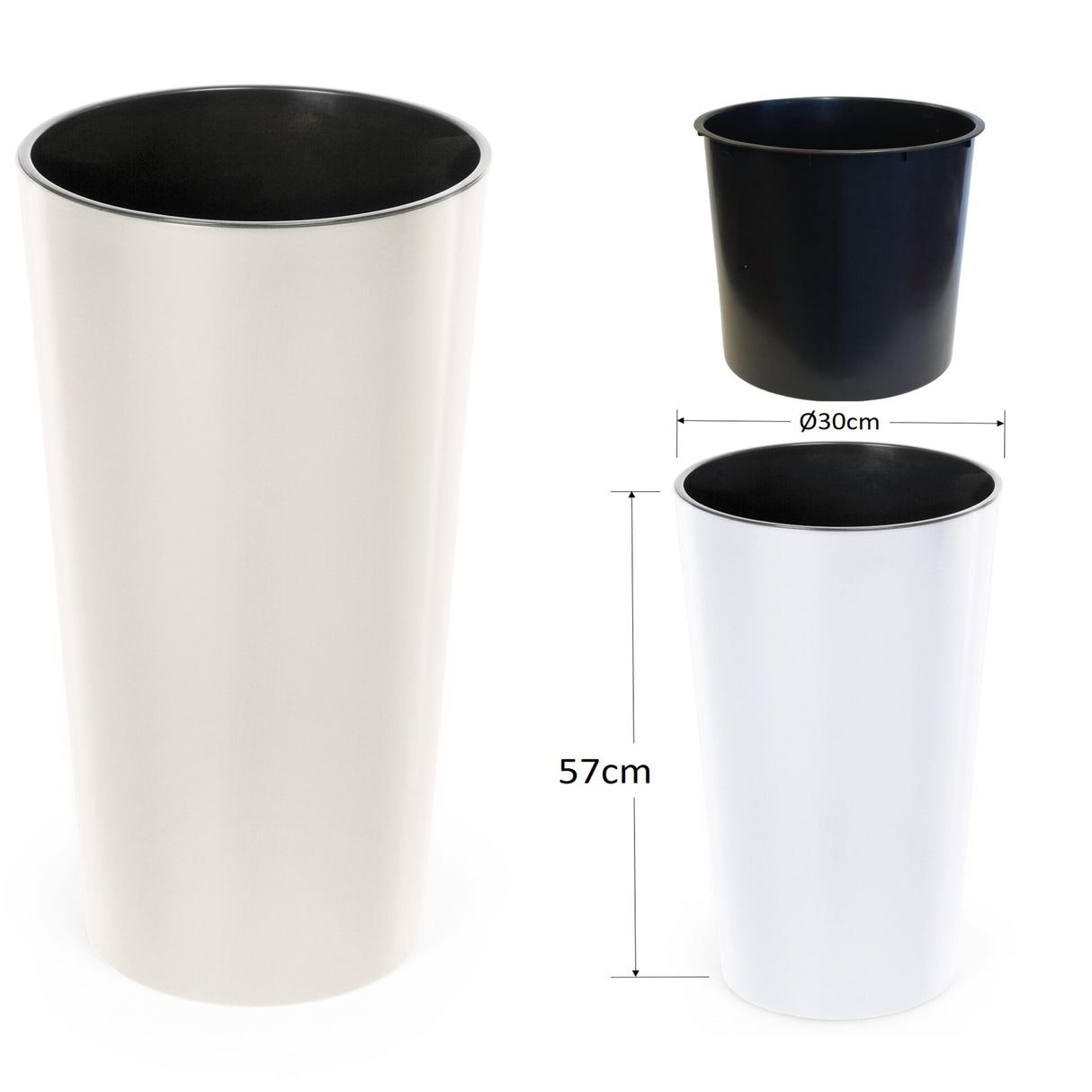 🌸 Lamela Blumentopf Lilia – Ø 30 cm, H. 57 cm, Creme