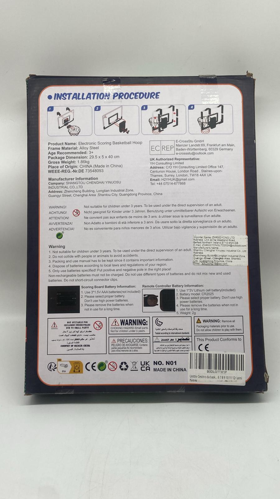 🏀 Indoor-Basketballkorb für Kinder mit Scoreboard