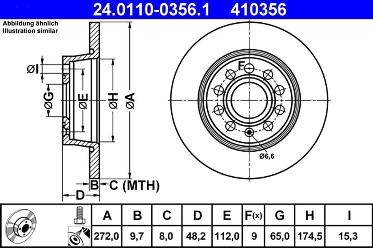 🚗 ATE Original Bremsscheibe hinten - B-Ware - 24.0110-0356.1