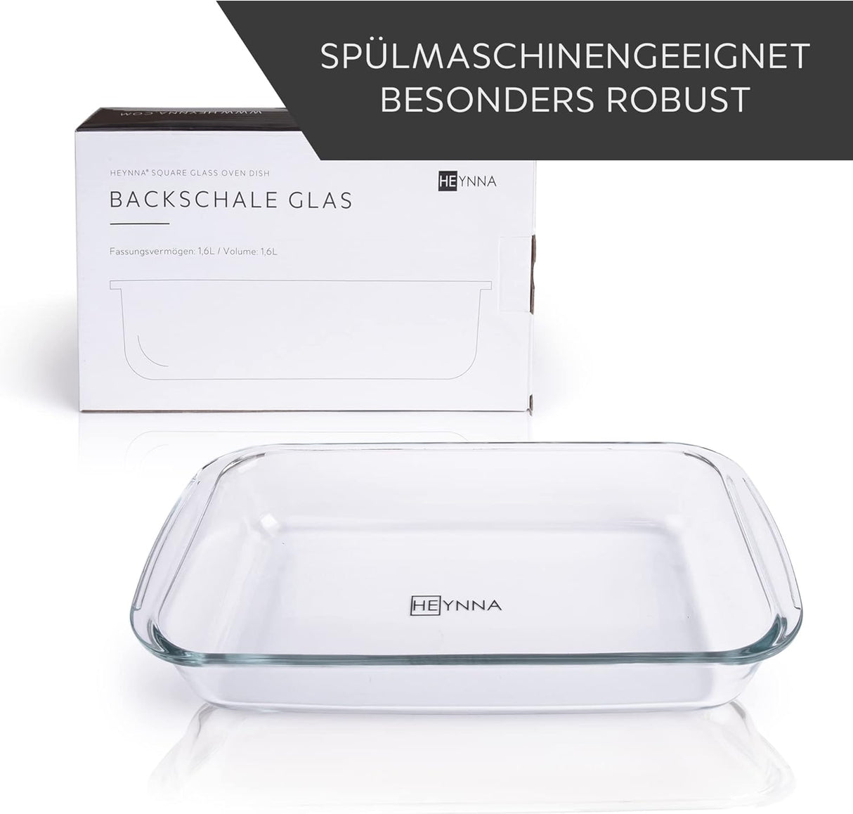 🍲 HEYNNA® Glas Auflaufform 1,6L