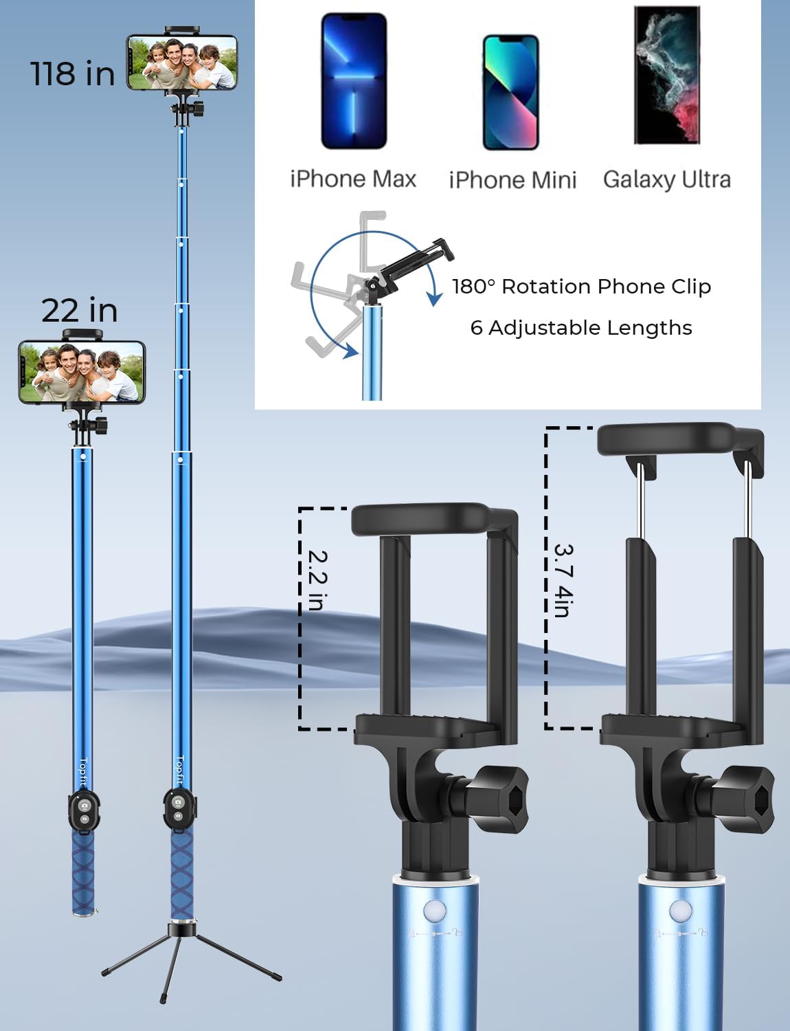 🤳 BMZX Bluetooth Selfie Stick 3 m (B-Ware)