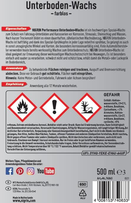 🚗 NIGRIN Performance Unterboden Wachs 500ml