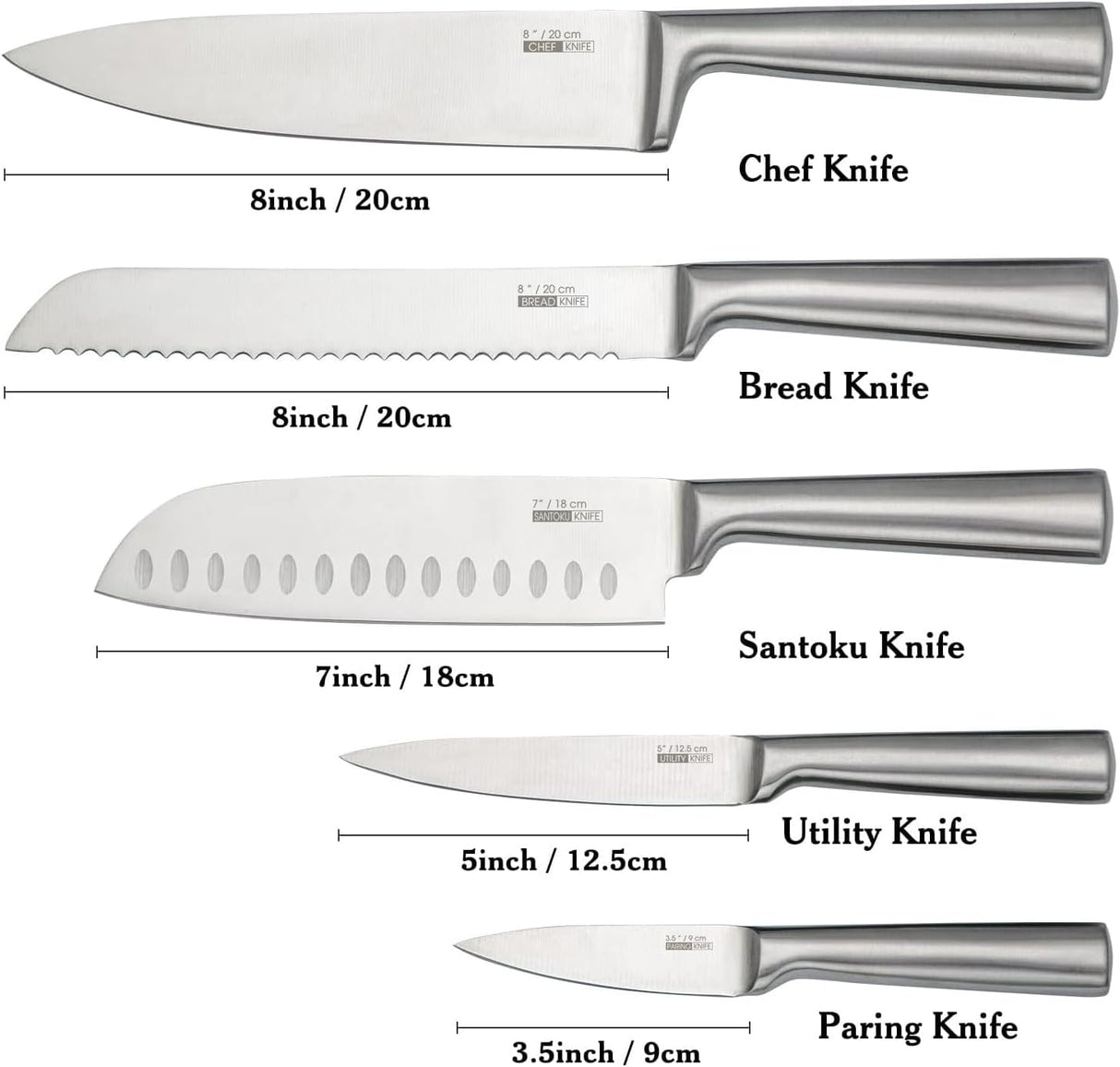 🔪 HUIKAILI 5-tlg. Edelstahl Messer-Set