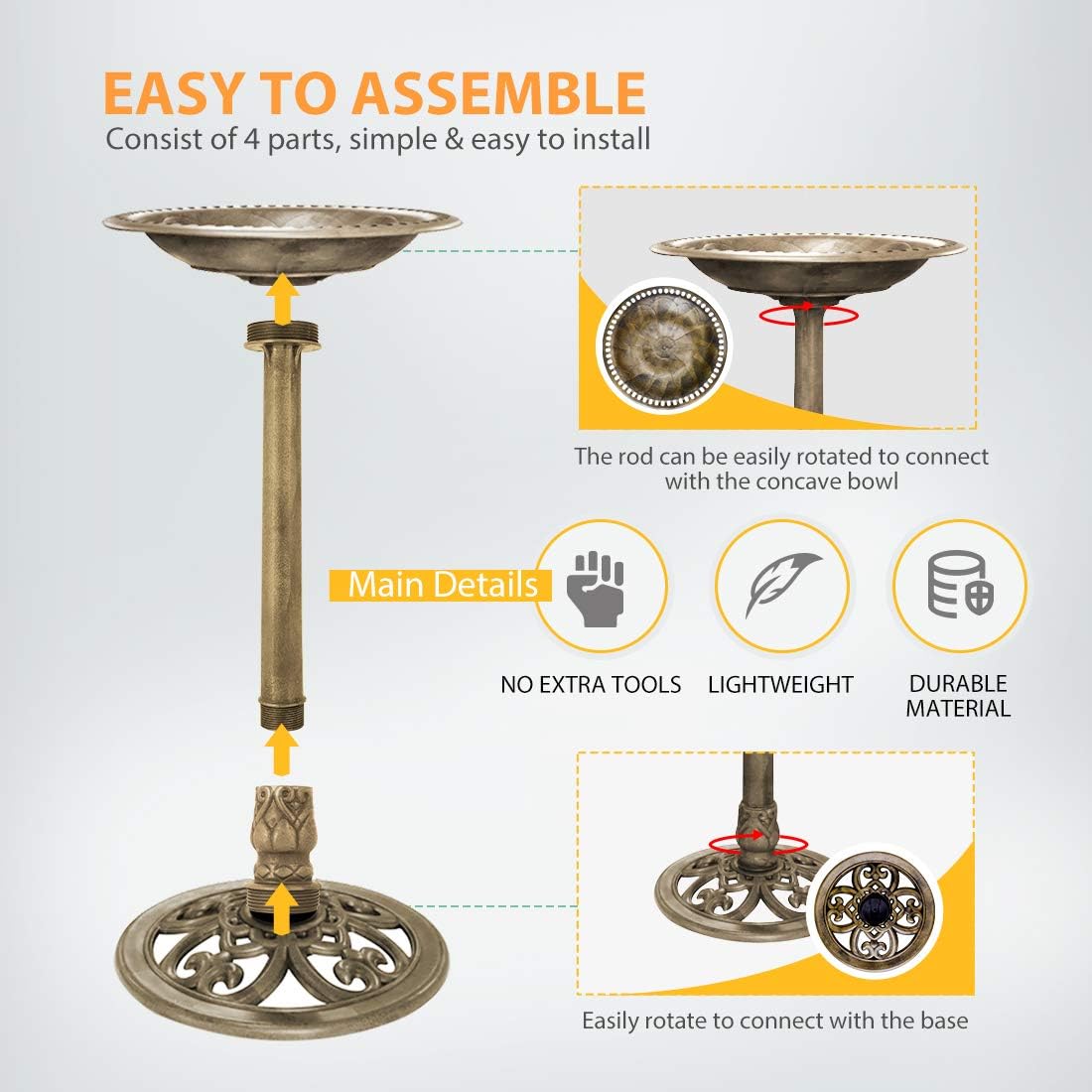 🪶 VIVOHOME Vogelbad 71 cm Antik Kupfer (B-Ware)