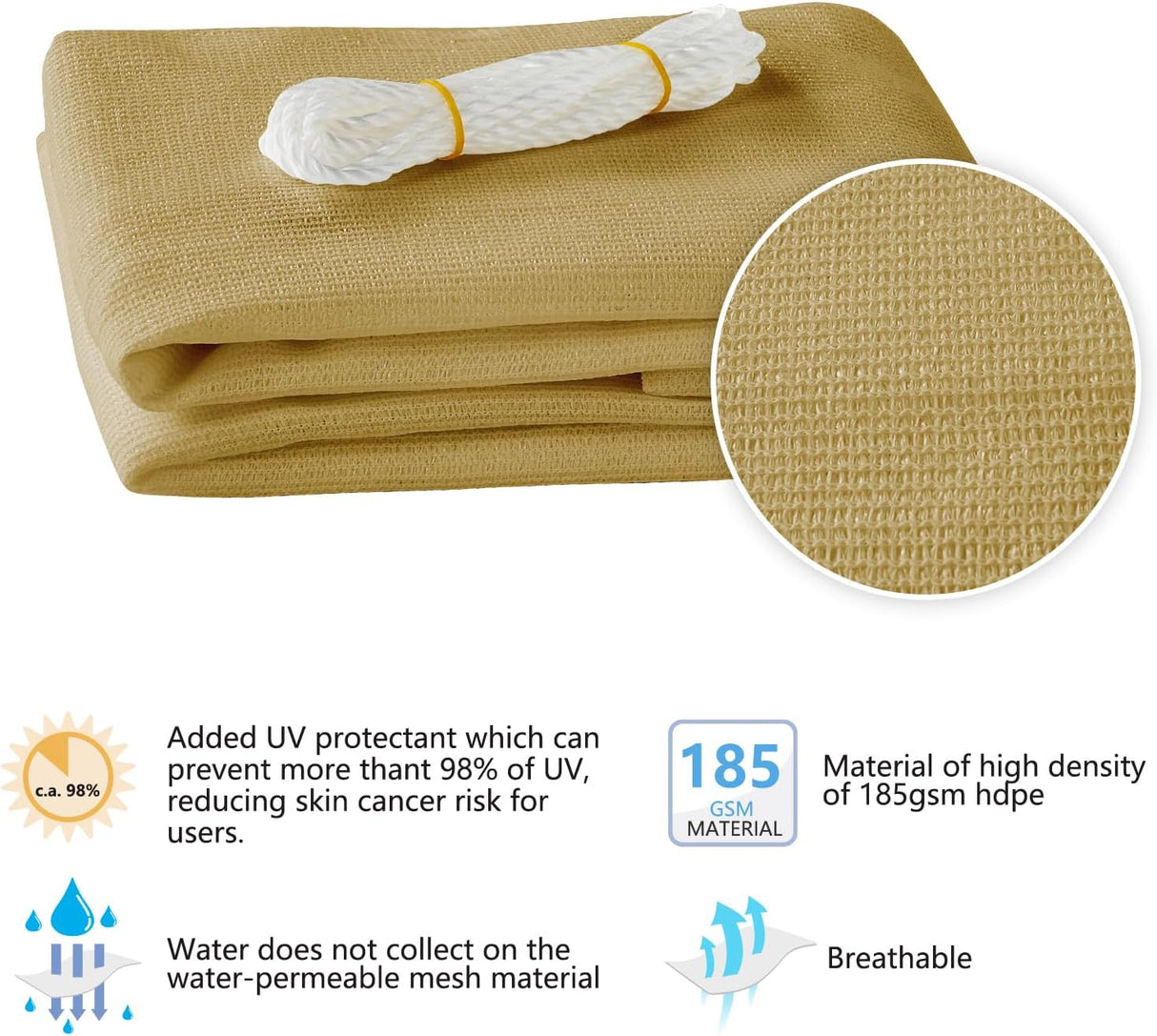 🟤 HAIKUS Sonnensegel 3×3 m HDPE