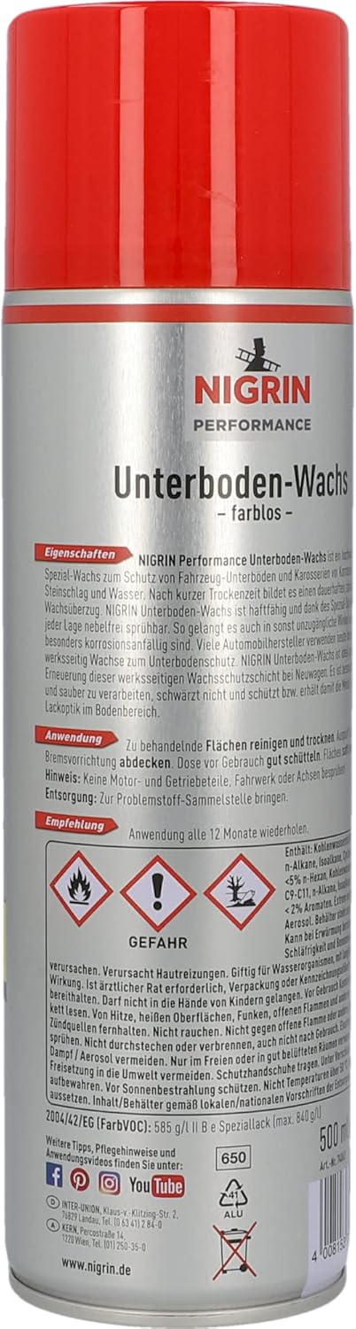 🚗 NIGRIN Performance Unterboden Wachs 500ml