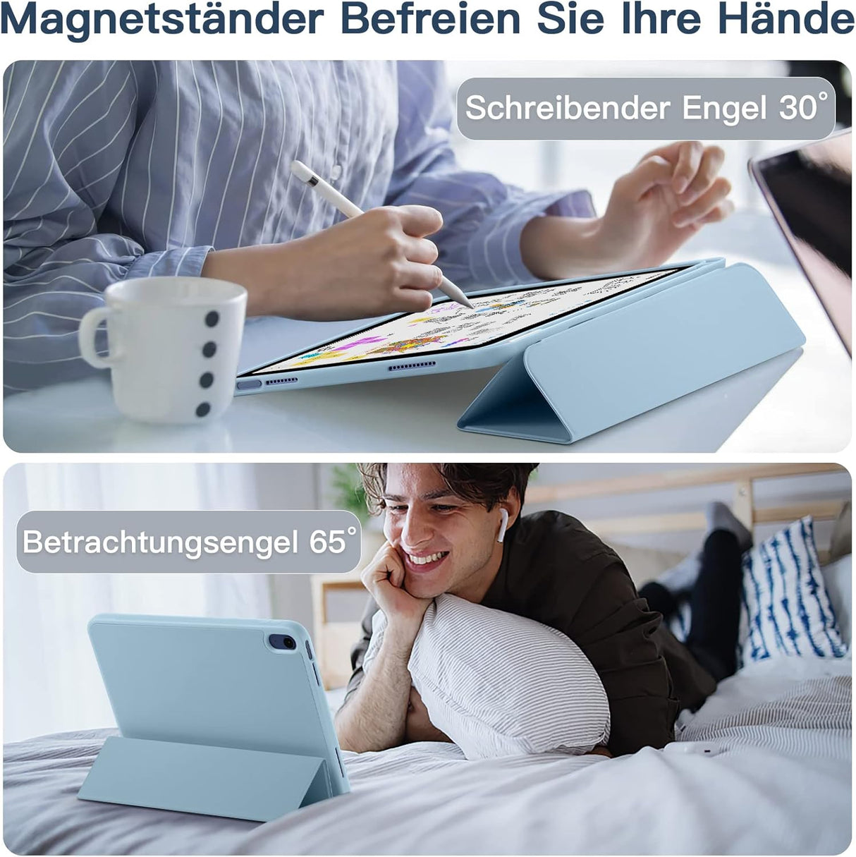 drivego iPad Hülle – für iPad 11. Gen (A16, 2025) & 10. Gen (2022), 11"/10,9", Himmelblau