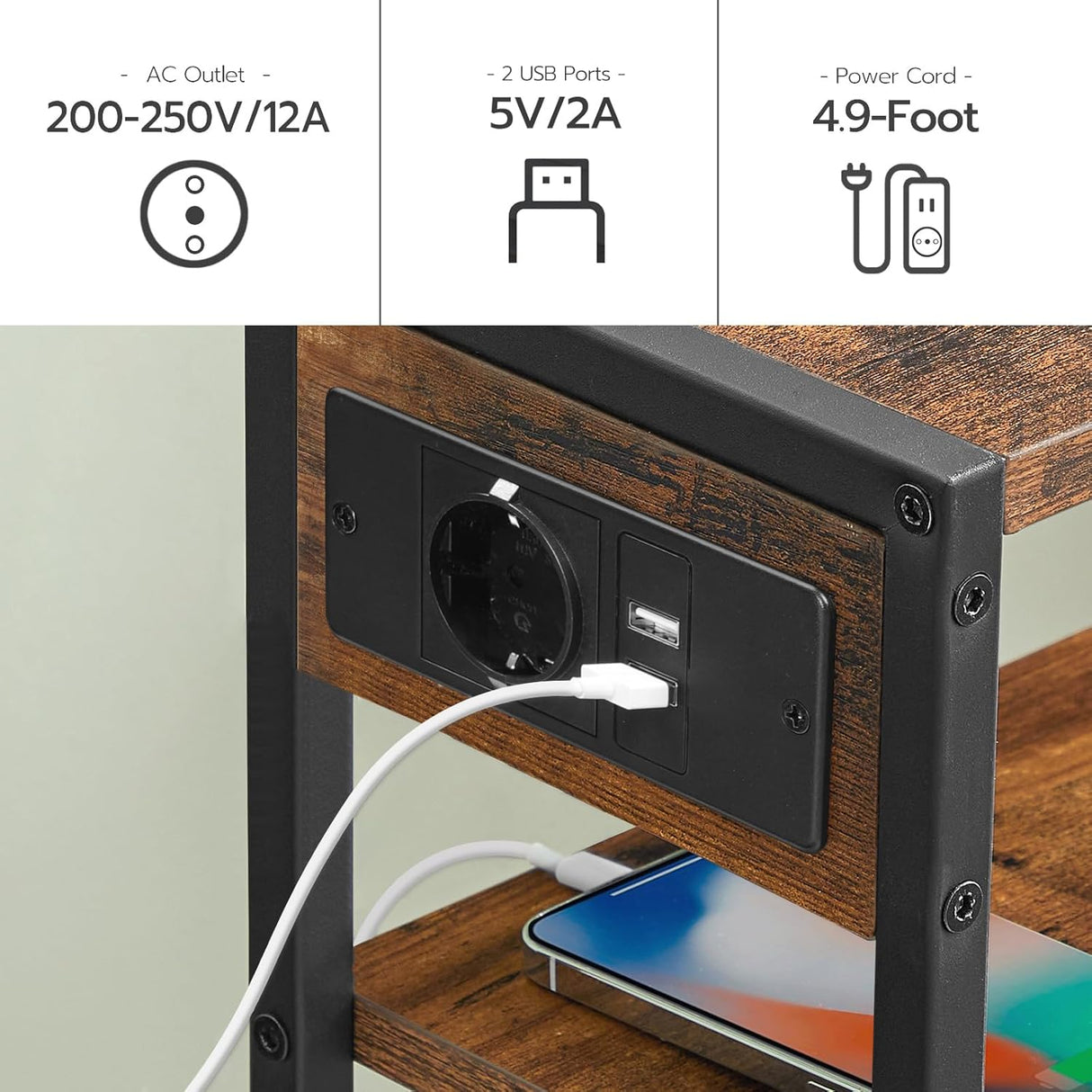 🪑 HOOBRO Beistelltisch m. Steckdose