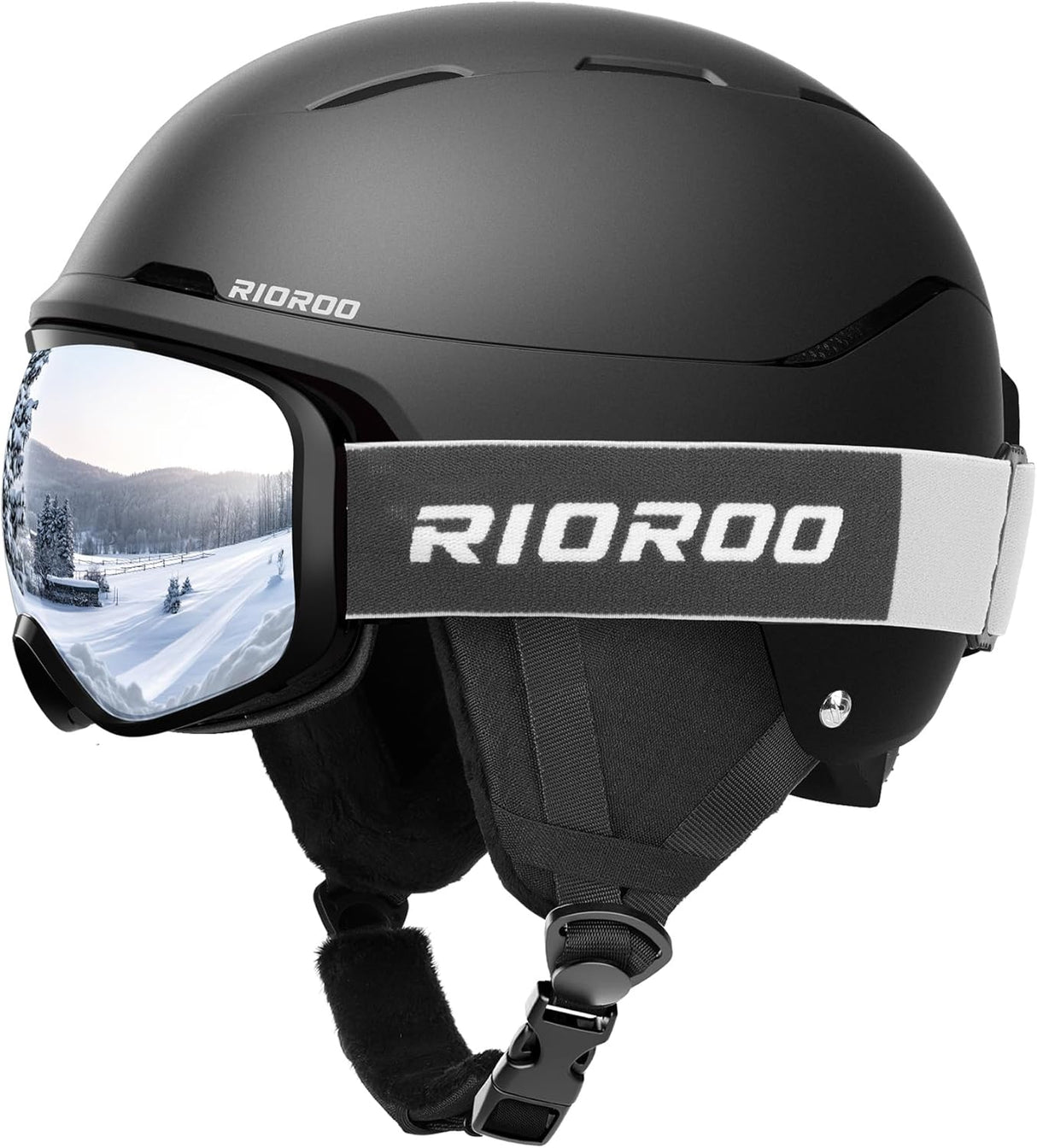 🎿 RIOROO Skihelm Set Gr. S schwarz