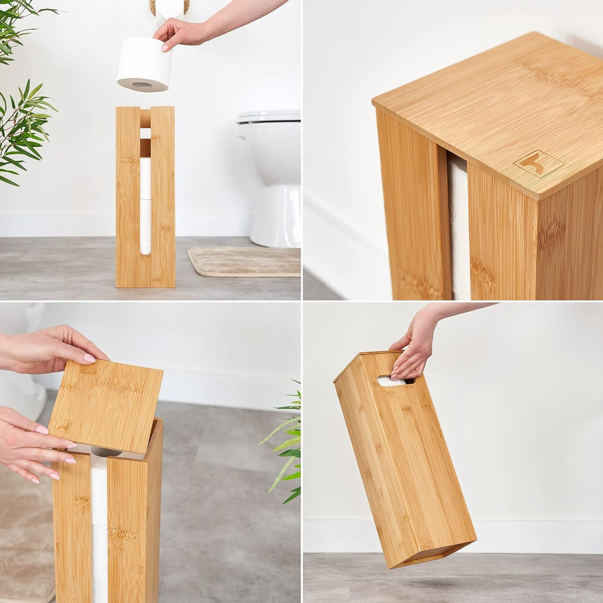 🚽 HENNEZ Klopapierhalter Bambus – B-Ware