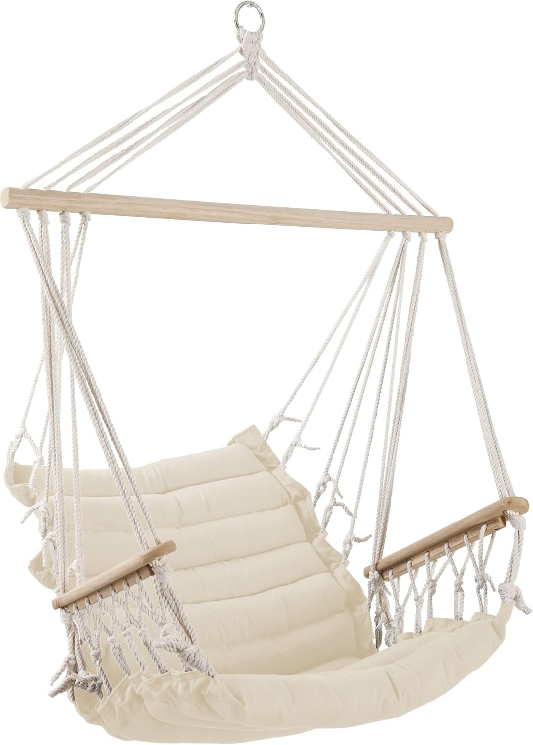 🪑 ALEOS. Hängesessel Beige mit Kissen