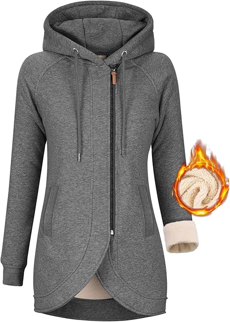 👚 Voqeen Damen Hoodie XXL – Dunkelgrau, Zipper Sweatjacke mit Fleecefutter, neu