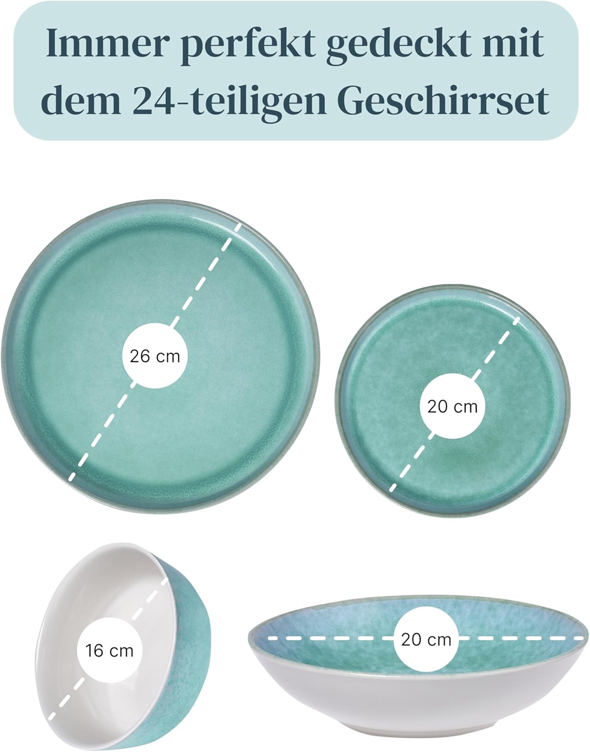 🍽️ 24-tlg. Steingut-Geschirrset „Ibiza“ – B-Ware!