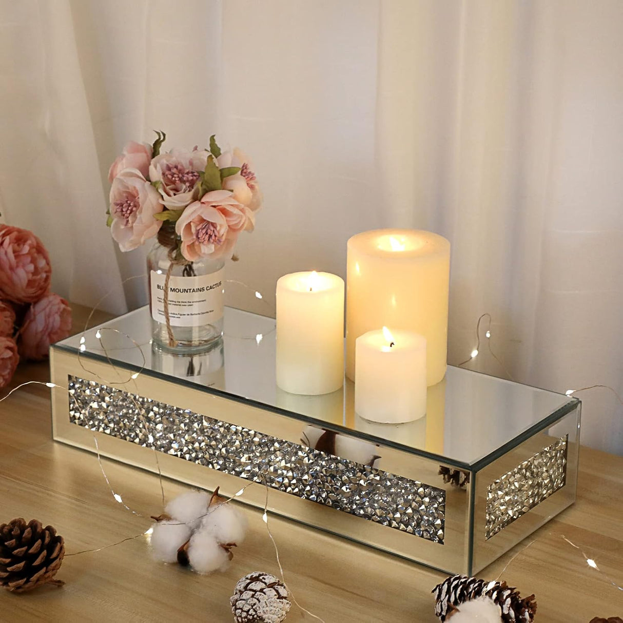 ✨ BTSKY Dekoratives Glasregal mit zerkleinerten Diamanten