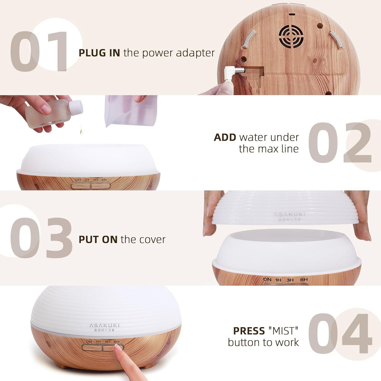 🌿 ASAKUKI Aroma Diffuser 300ml – B-Ware!