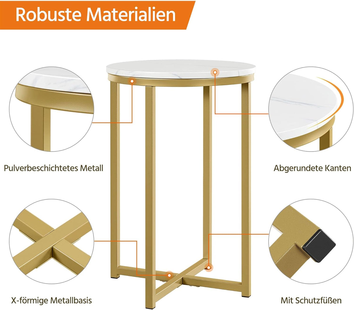 ✨ Yaheetech Beistelltisch rund Senf Gold