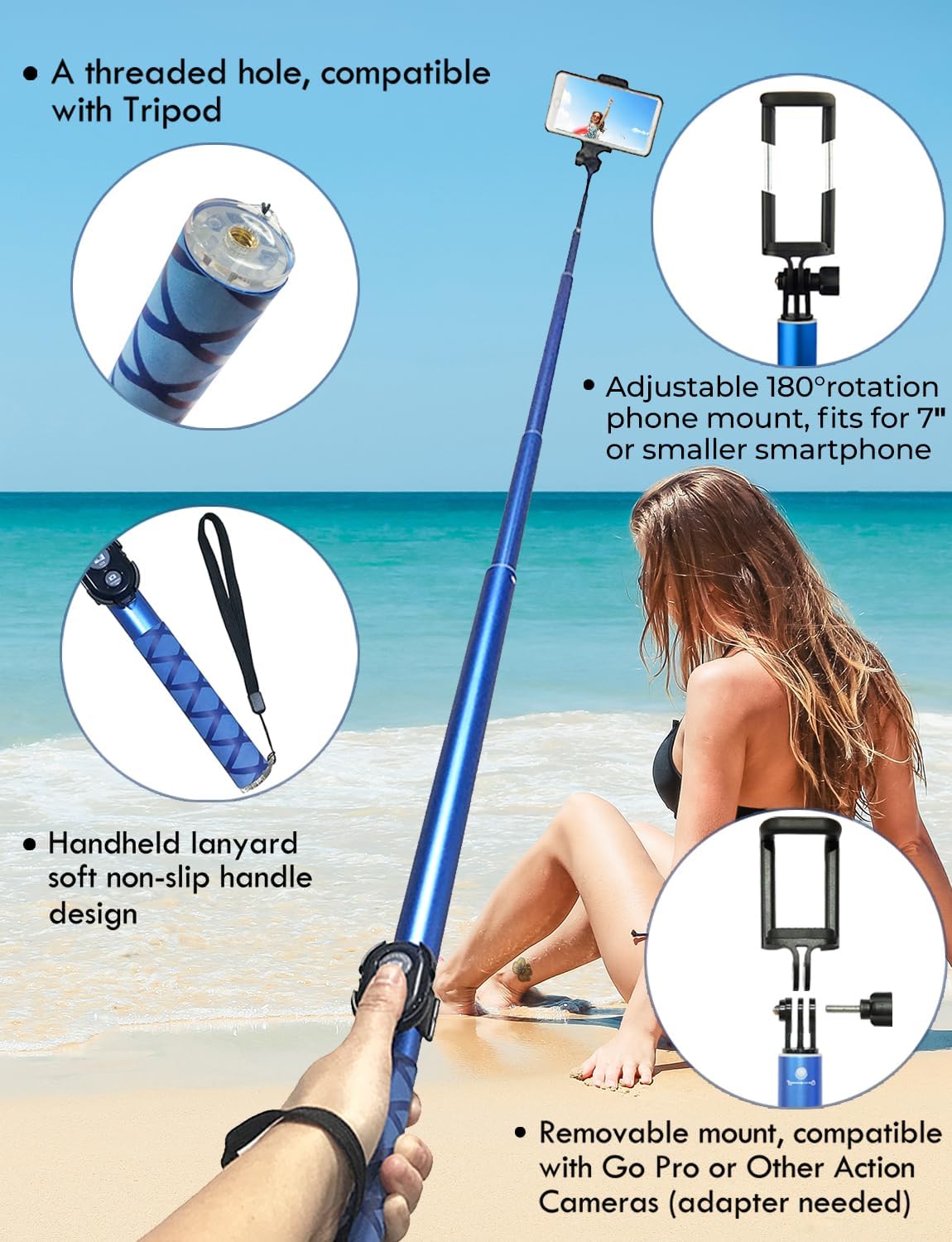 🤳 BMZX Bluetooth Selfie Stick 3 m (B-Ware)
