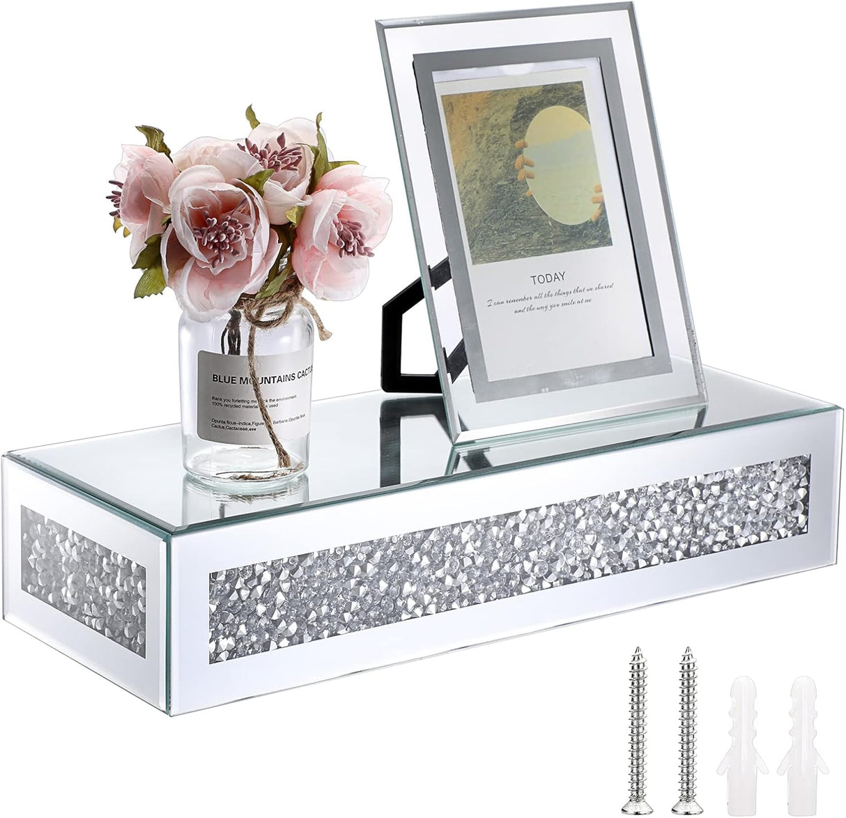 ✨ BTSKY Dekoratives Glasregal mit zerkleinerten Diamanten