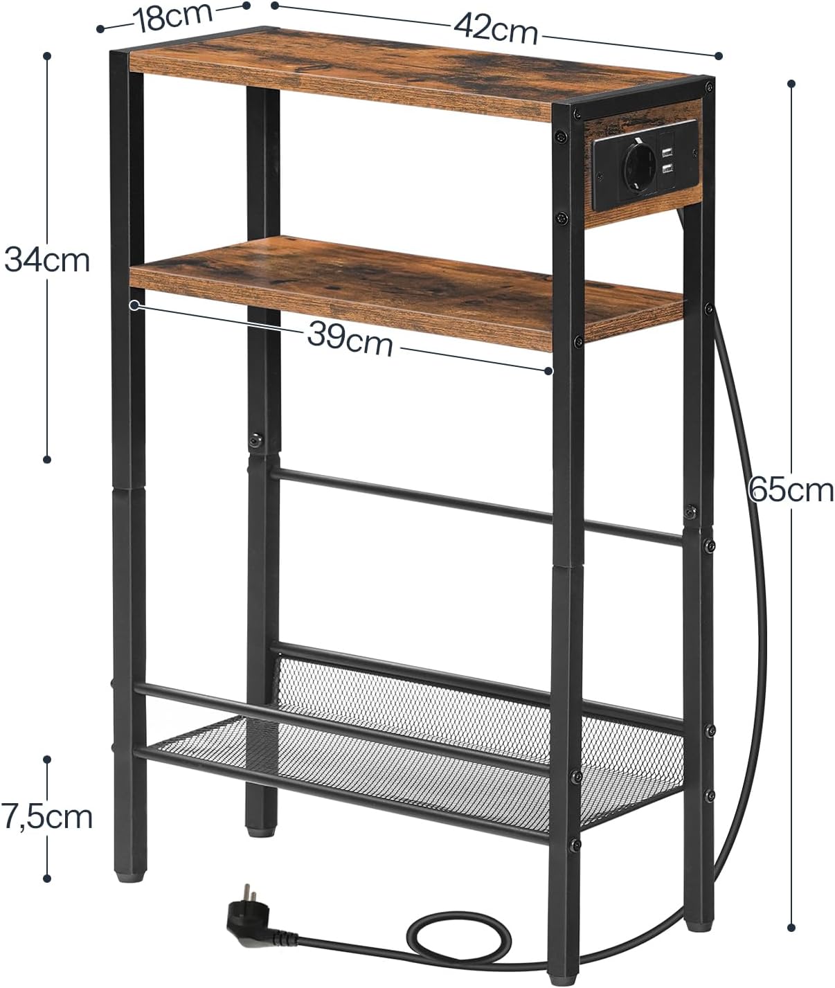 🪑 HOOBRO Beistelltisch m. Steckdose