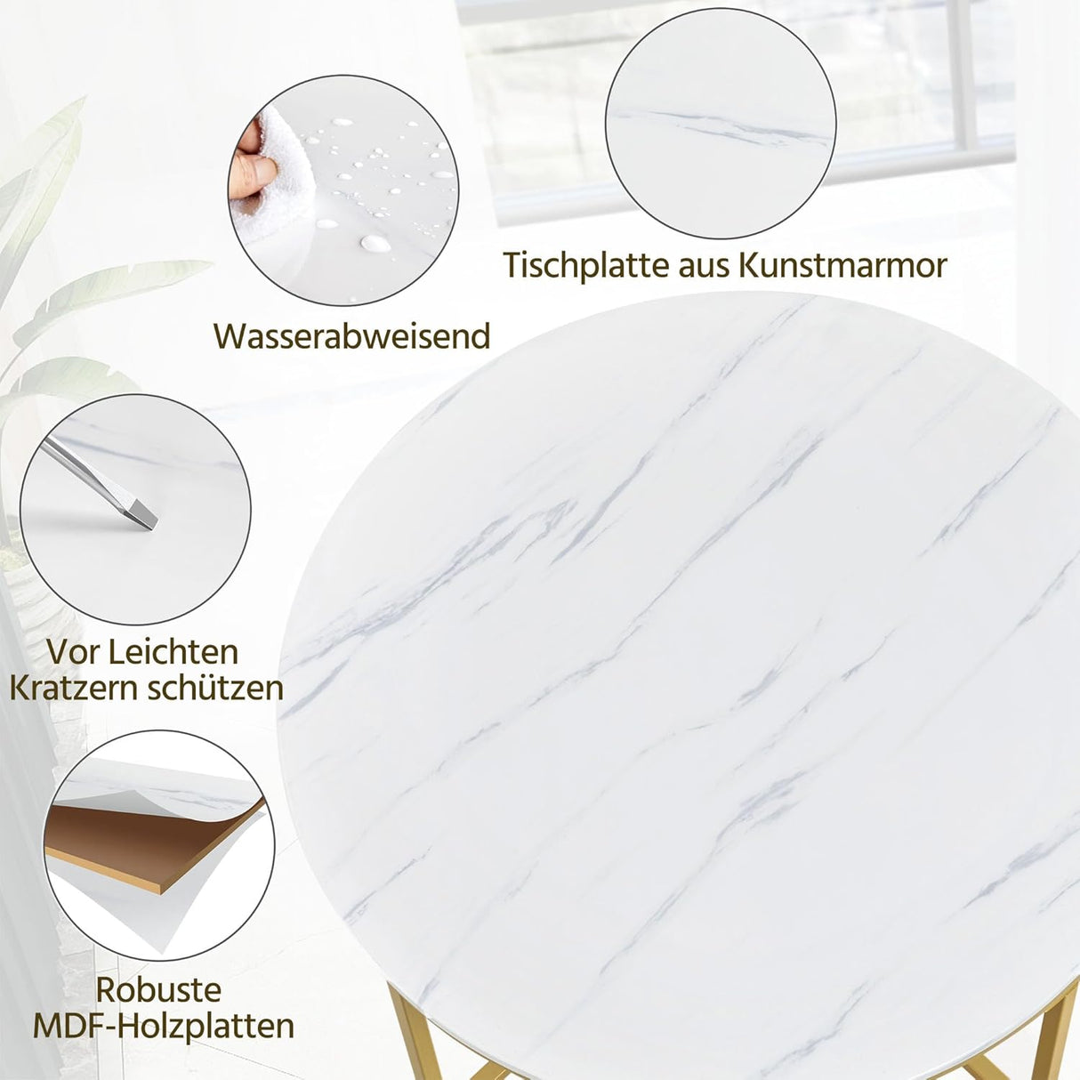 ✨ Yaheetech Beistelltisch rund Senf Gold