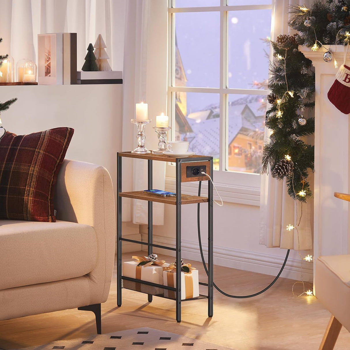 🪑 HOOBRO Beistelltisch m. Steckdose