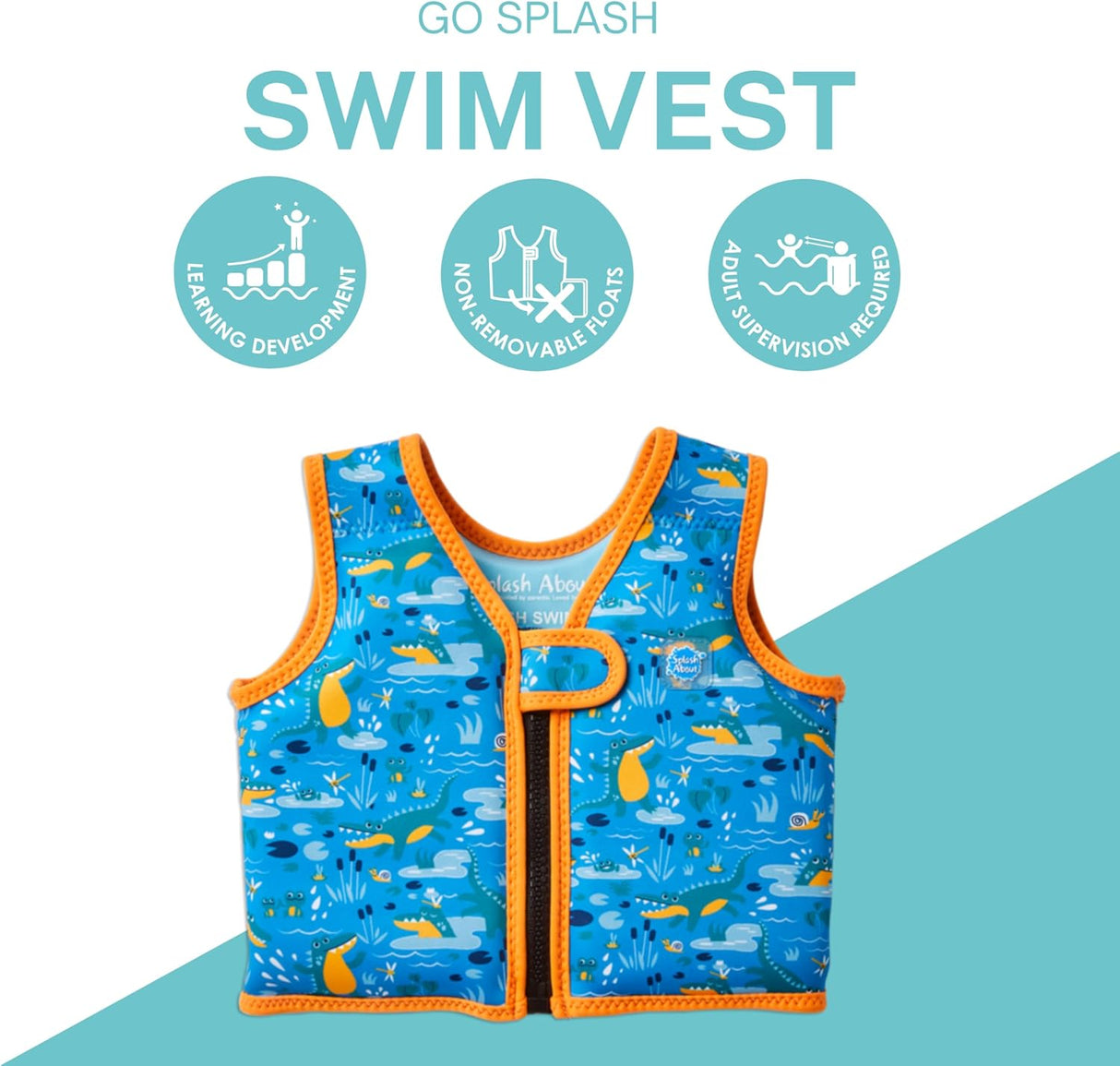 🔵 Splash About Schwimmweste 4–6 Jahre - Croc Creek