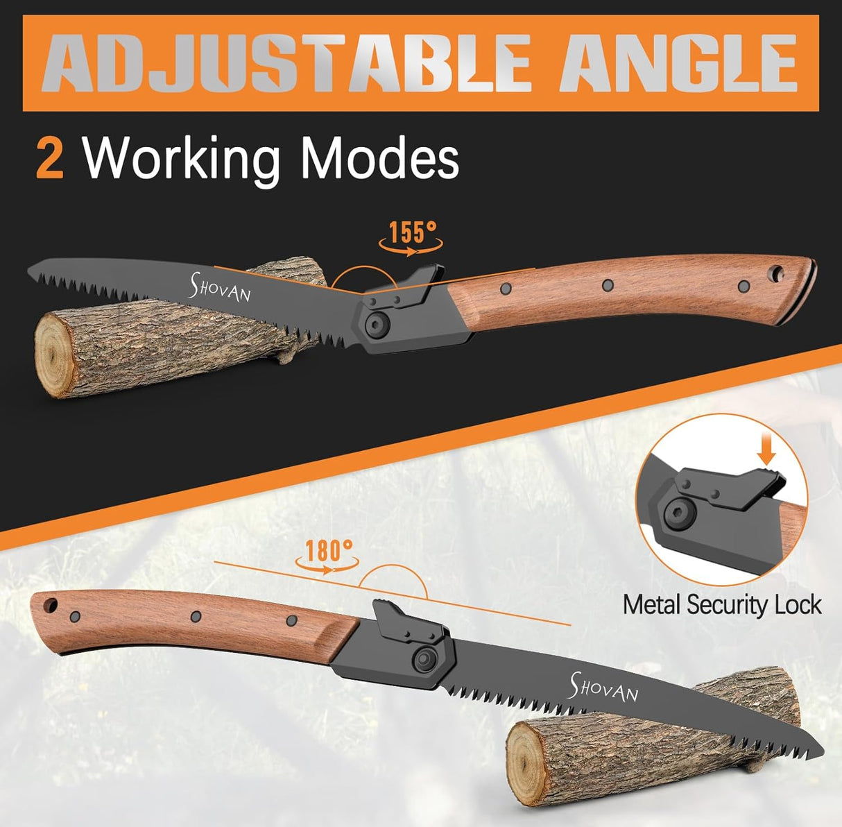 Shovan Astsäge – Klappsäge mit SK5-Stahlklinge & Sapeli-Holzgriff (B-Ware)