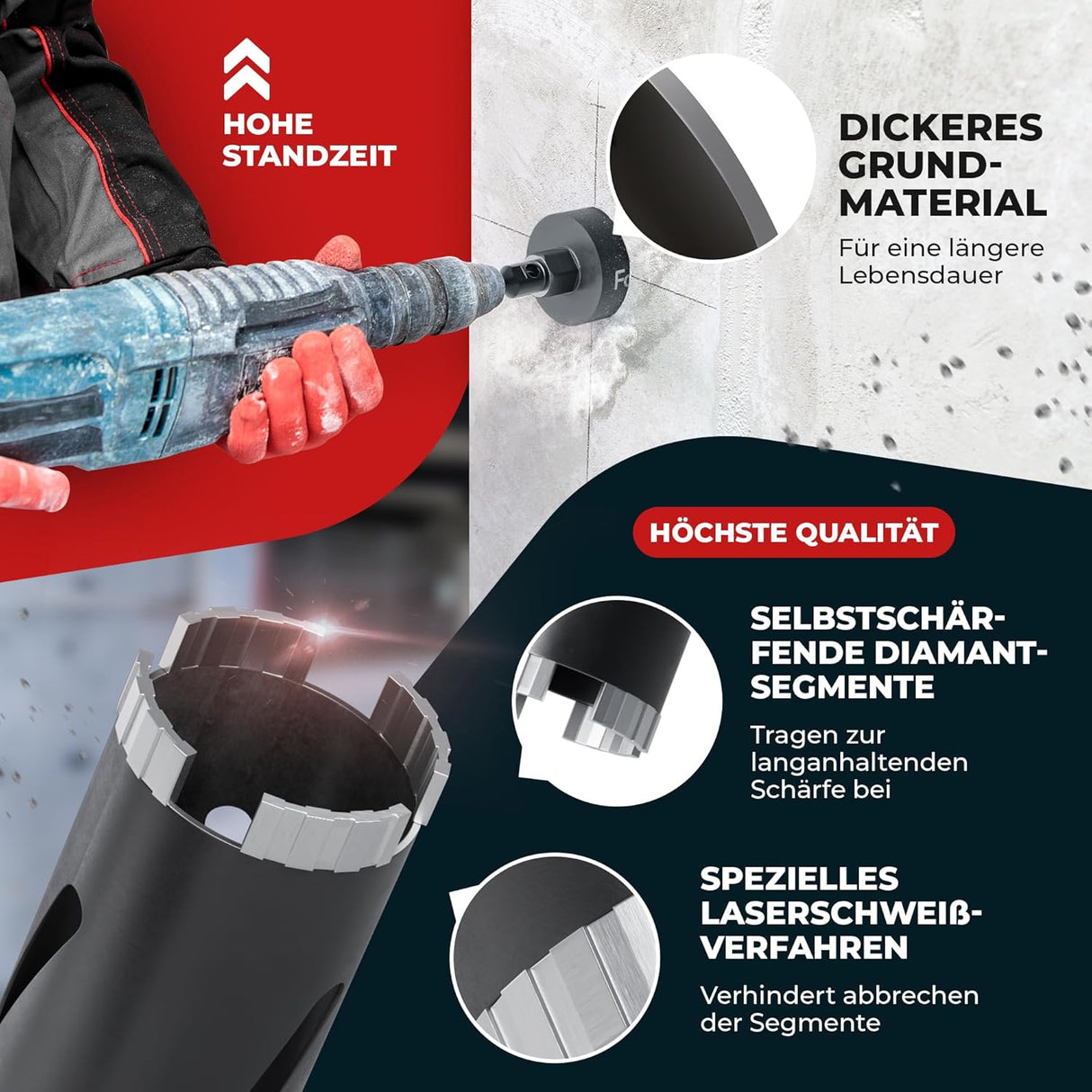 Diamant-Kernbohrer Ø42 × 200 mm – SDS Plus (Bohrkrone 2.0)