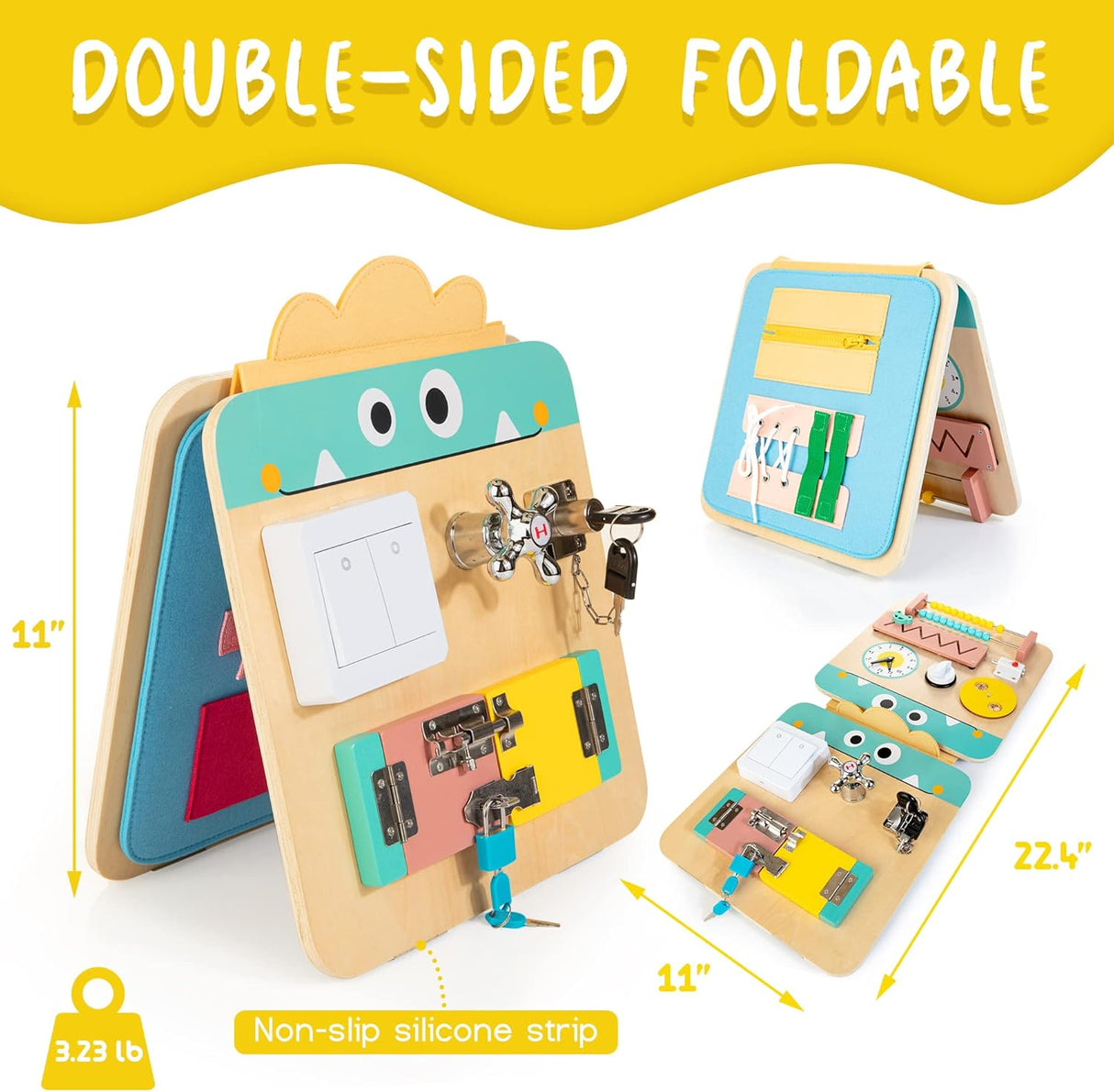 🧸 HELLOWOOD 17 in 1 Holz Busy Board – B-Ware!