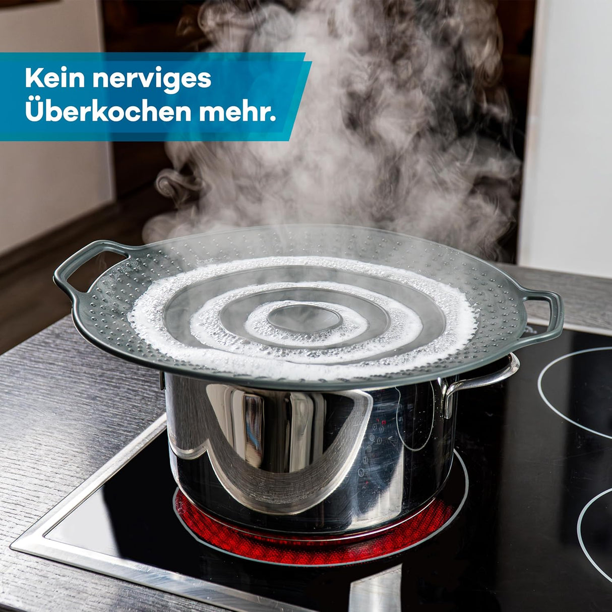 🌟 NetroxHome Überkochschutz und Pfannenspritzschutz aus Silikon Ø 15-25 cm 🌟