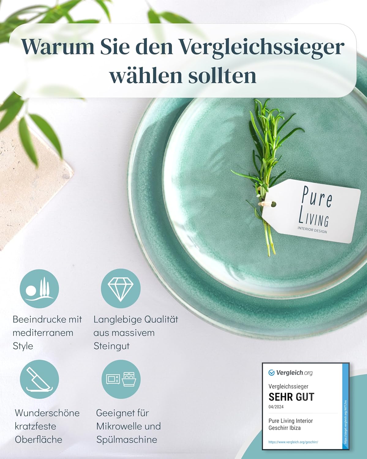 🍽️ 24-tlg. Steingut-Geschirrset „Ibiza“ – B-Ware!