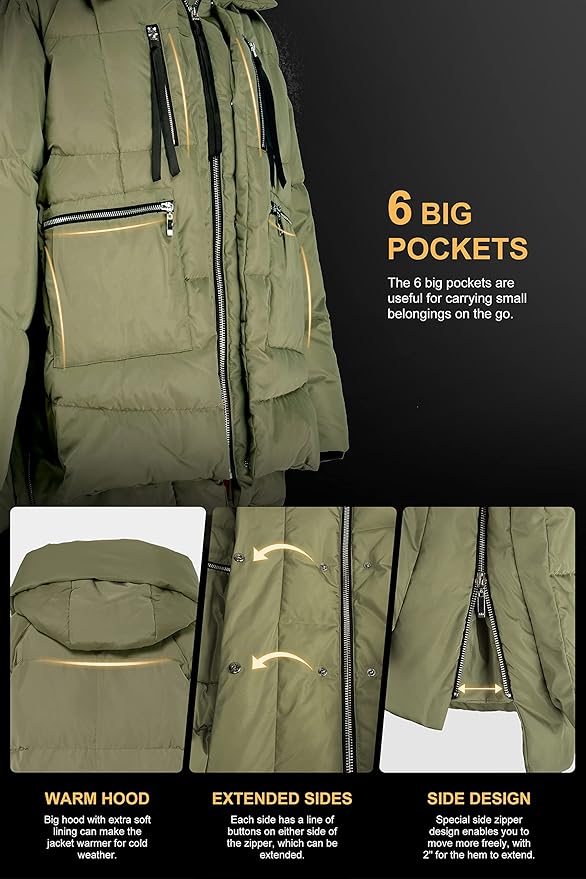 🧥 Orolay Winterjacke Damen Grün XXL