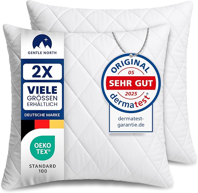🛏️ Gentle North Kopfkissen 40×40 cm – 2er Set, Polyester, waschbar, neu