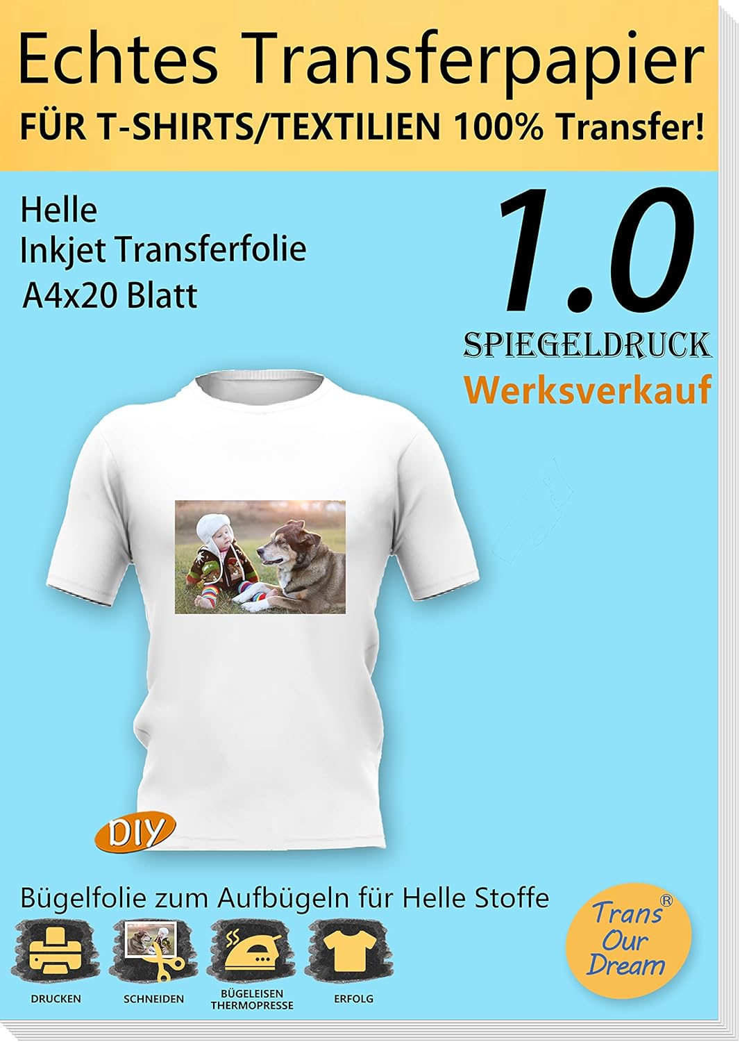 👕 TransOurDream Bügelfolie A4 – 20 Blatt