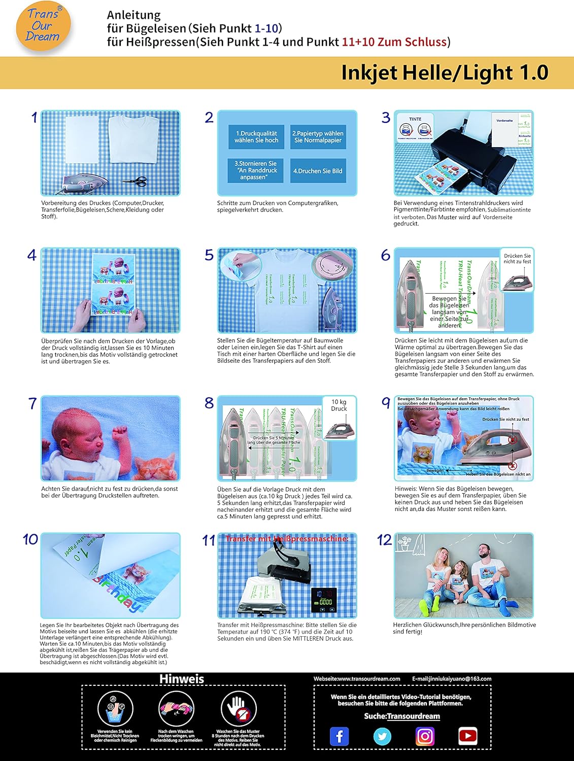 👕 TransOurDream Bügelfolie A4 – 20 Blatt