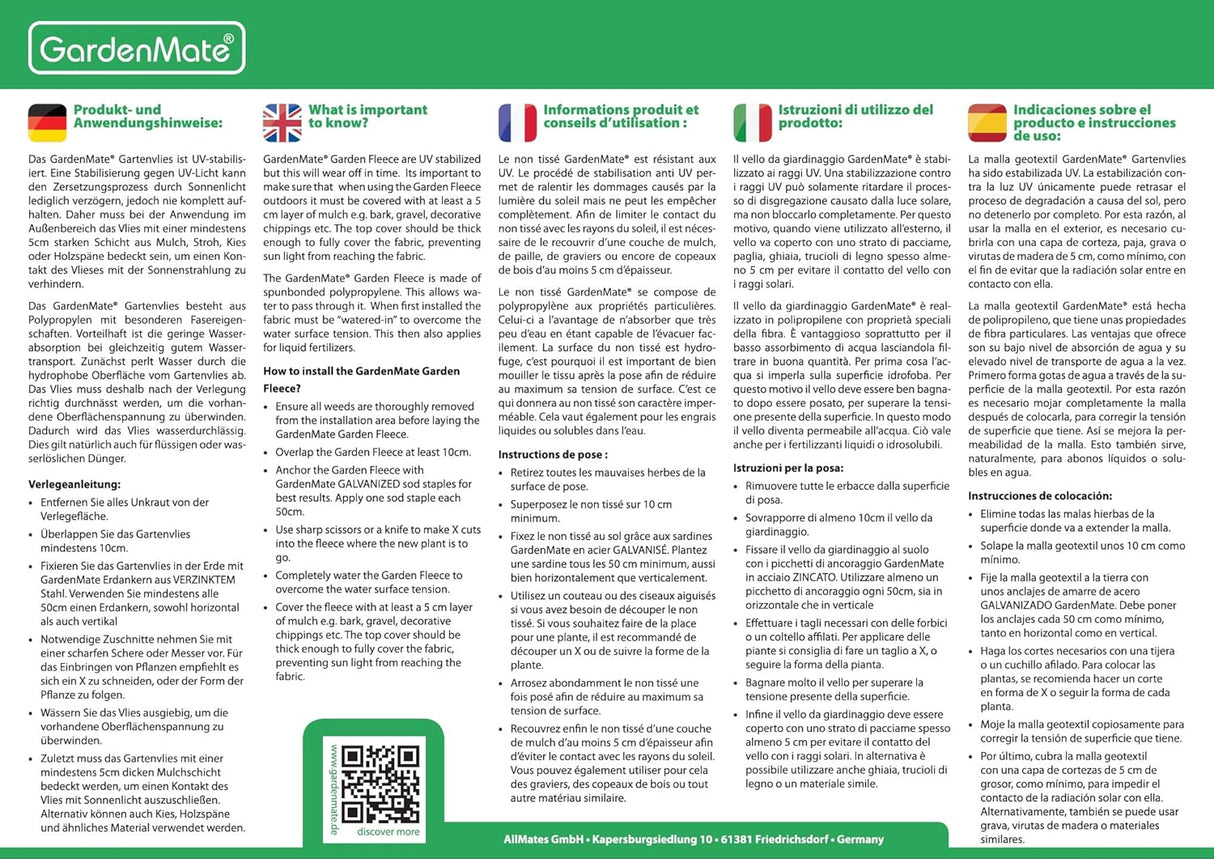 🌱 GardenMate Hydro Unkrautvlies 1x75m