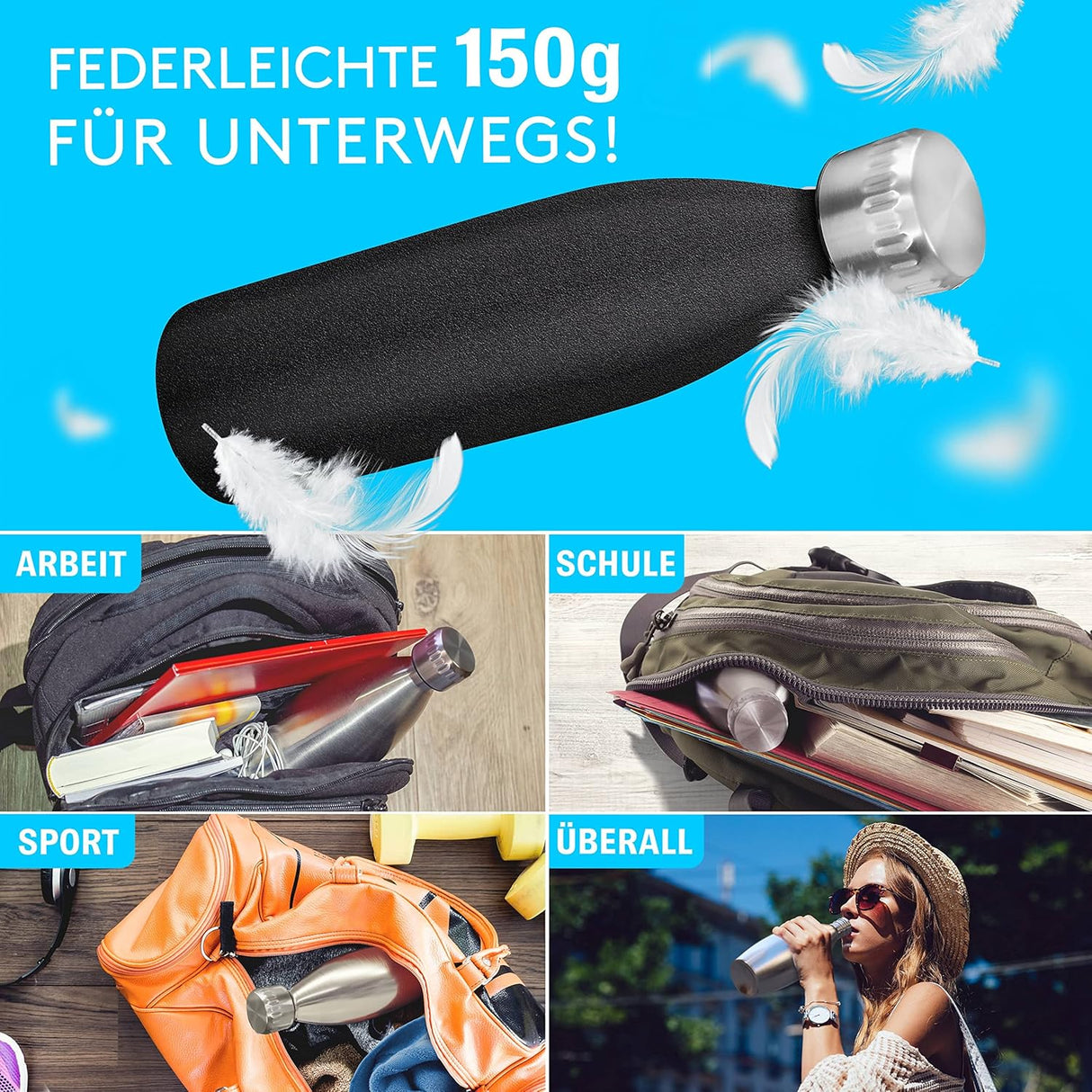 🧴 Lichtenwerk® Edelstahlflasche 0,6L