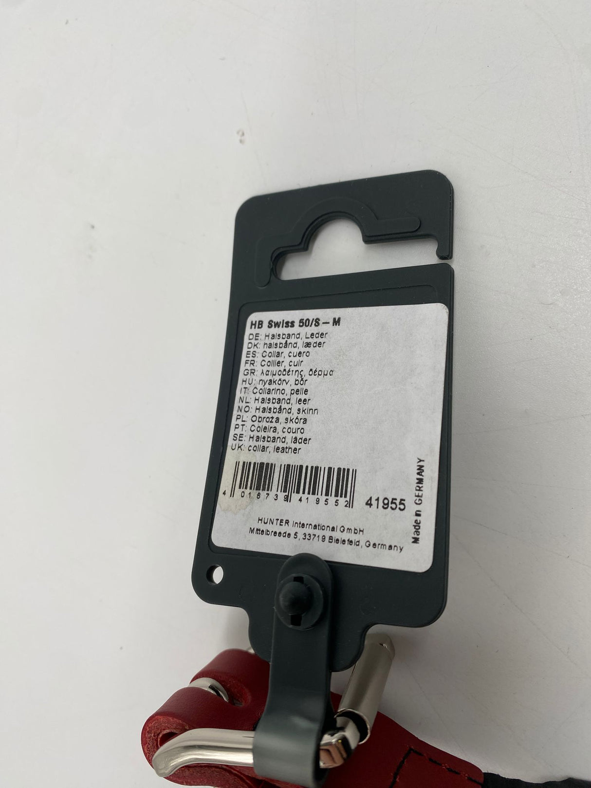 🐶 HUNTER Halsband Swiss 50 S-M – Rot/Schwarz, Leder - B-Ware