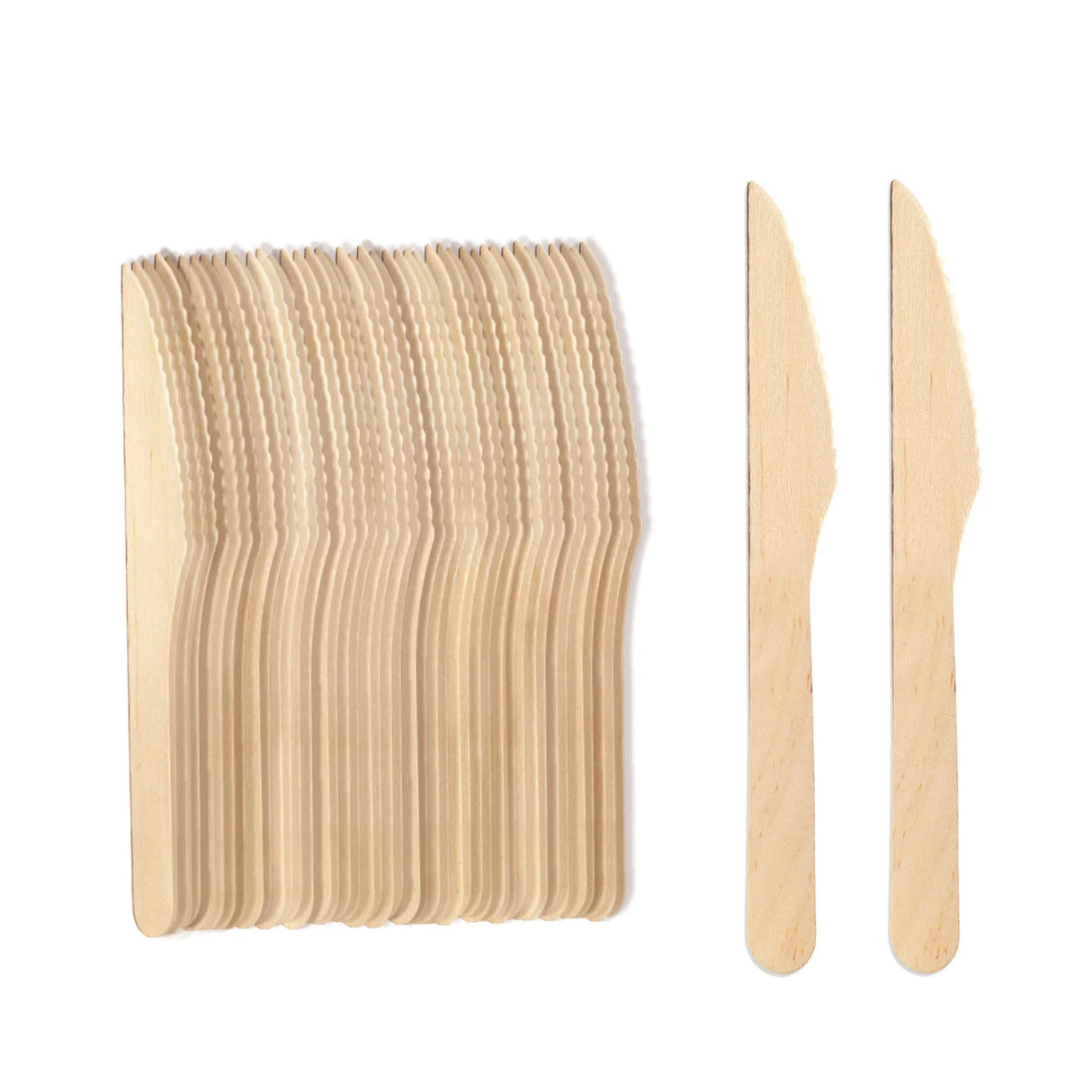 🍴 Wisefood 100 Stück Holz Einwegmesser 16 cm – B-Ware!