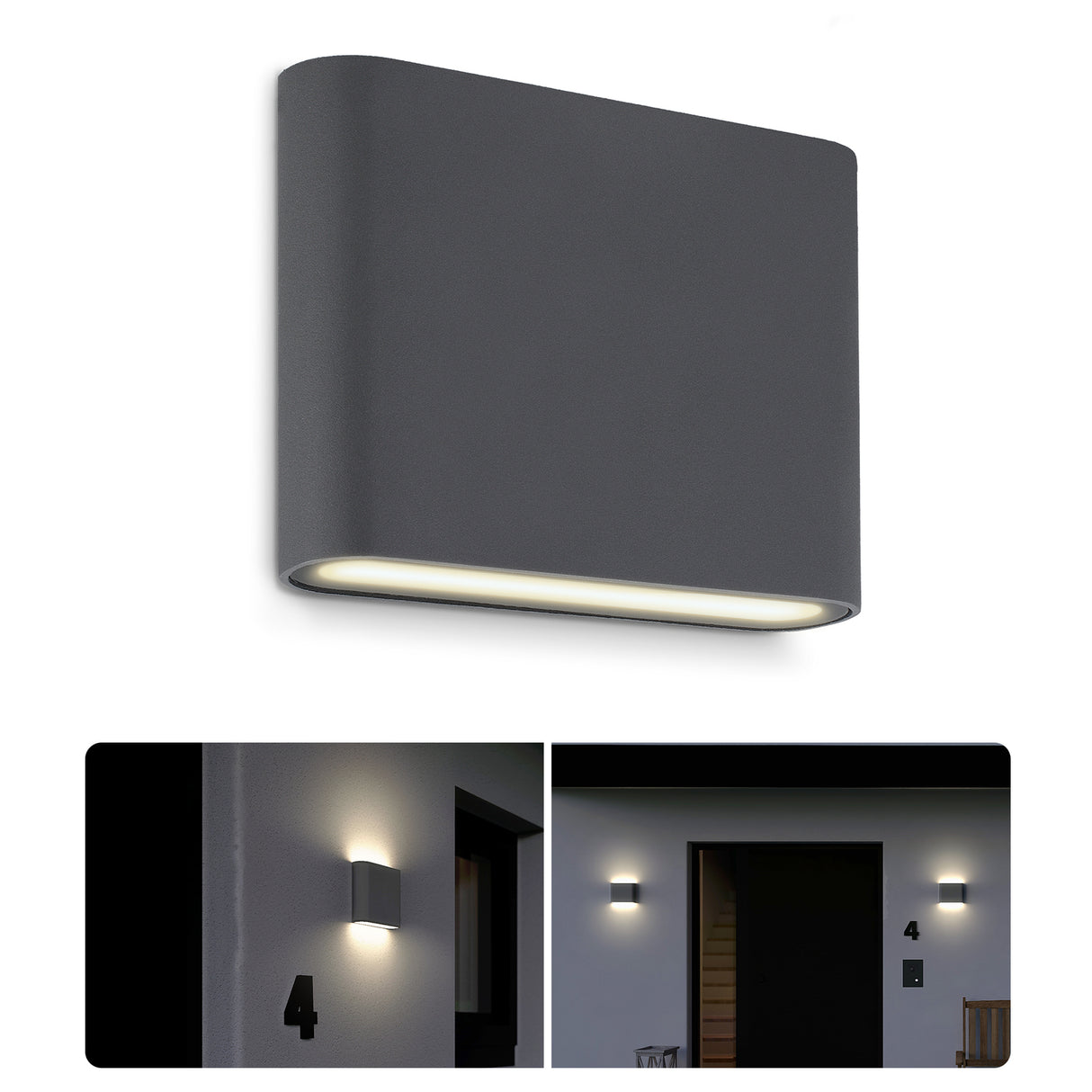 🌟 SSC-LUXon 3 Stück TWEO Wandlampe Außen – Anthrazit Grau